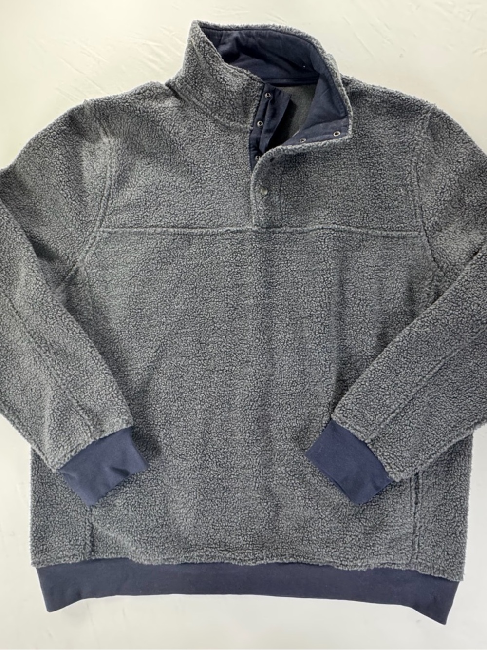 Jachs Cabin Mens XXL Gray Sherpa Fleece Snap Pullover Sweatshirt